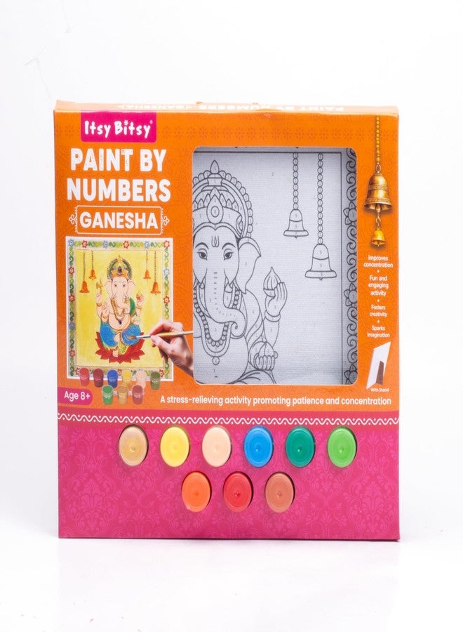 itsy-bitsy Itsy Bitsy DIY Paint by Numbers Kit | Ganesha Painting Set with Pre-Printed Canvas| Acrylic Paints & Decorations | 8x8 inch | Table Decor | Craft for Kids & Adults - Image 1